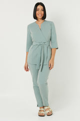 SOPHIA medical apron, 3/4 sleeves - SAGE GREEN