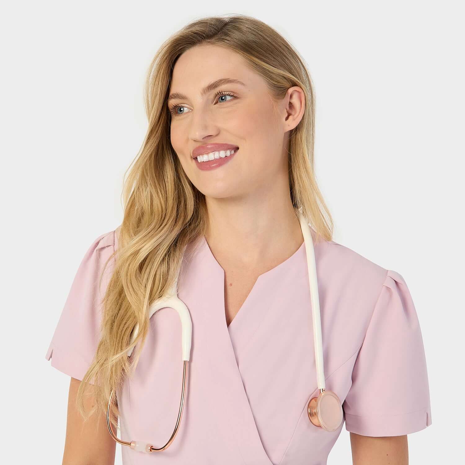 Fartuszek medyczny wiązany AMELIA - PASTEL PINK