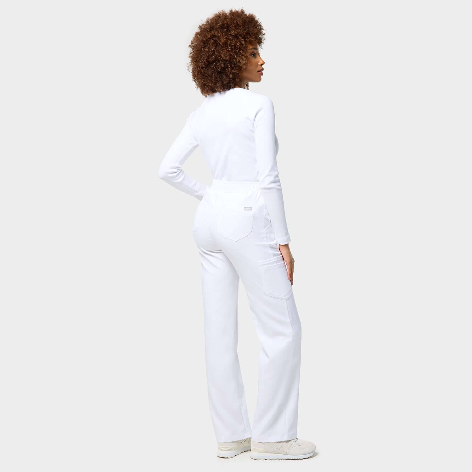 Spodnie medyczne damskie szerokie - WHITE