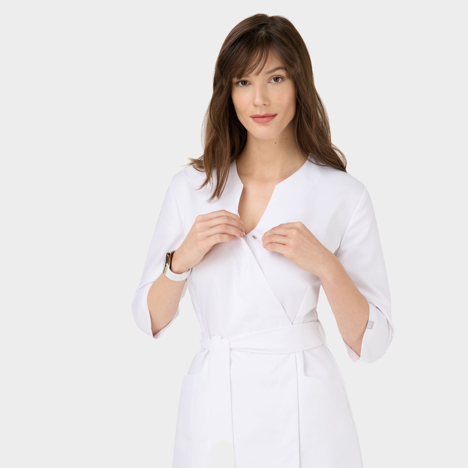 SOPHIA medical apron, 3/4 sleeves - WHITE