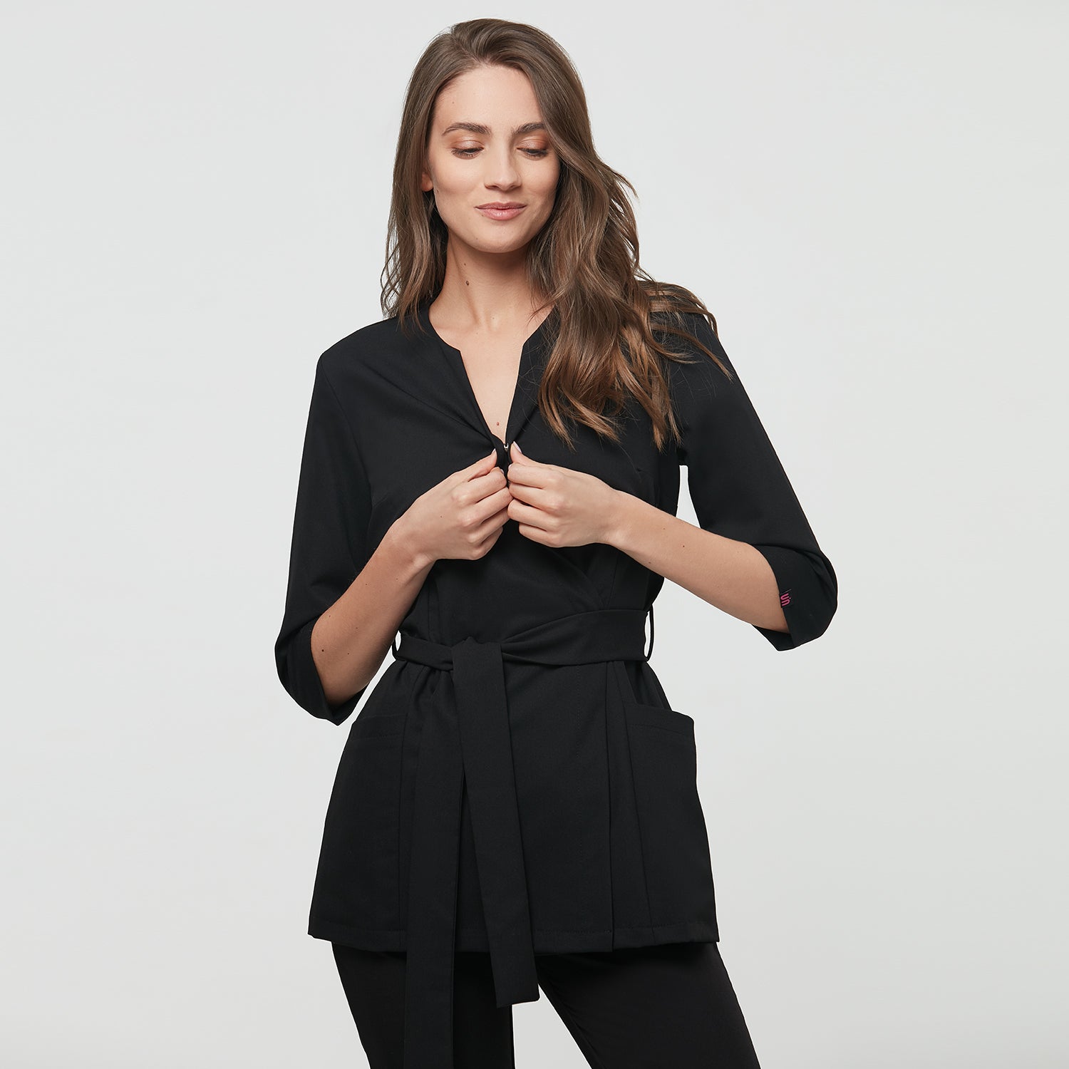 SOPHIA medical apron, 3/4 sleeves - BLACK