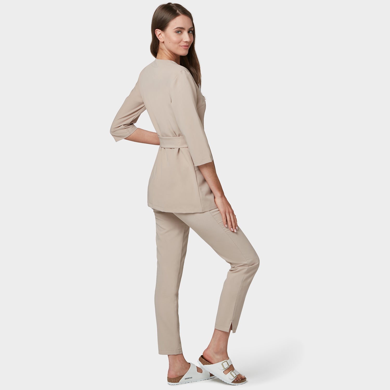 SOPHIA medical apron, 3/4 sleeves - LATTE