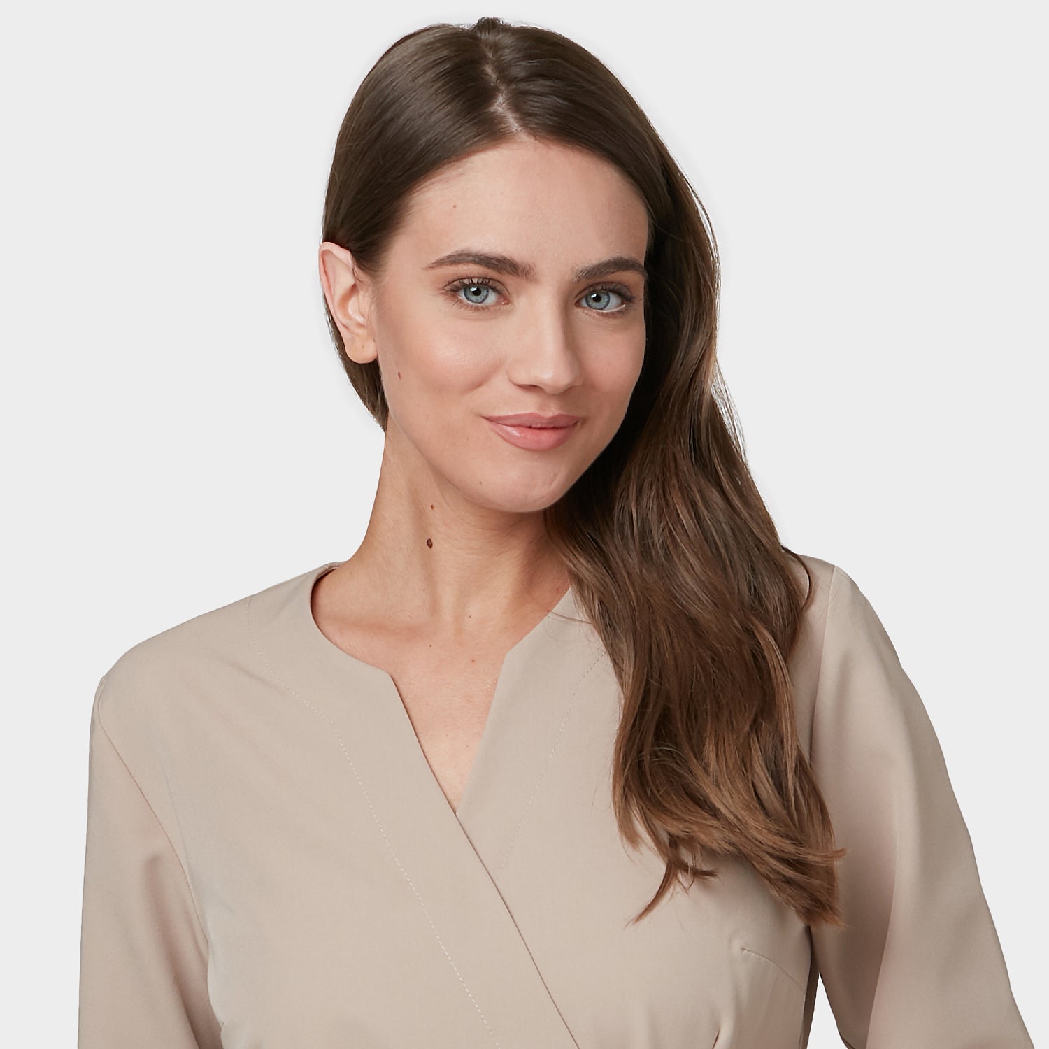 SOPHIA medical apron, 3/4 sleeves - LATTE