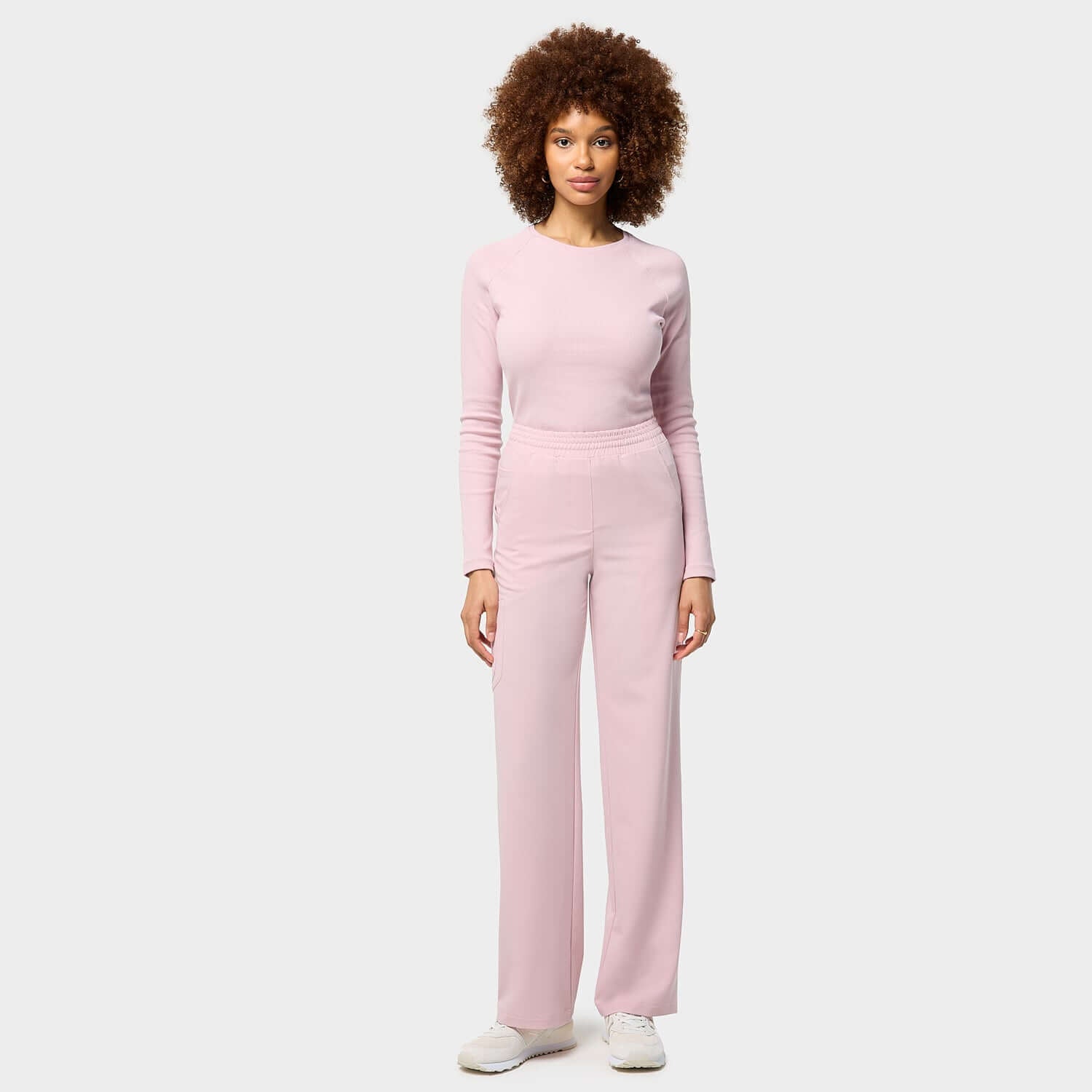 Spodnie medyczne damskie szerokie - PASTEL PINK
