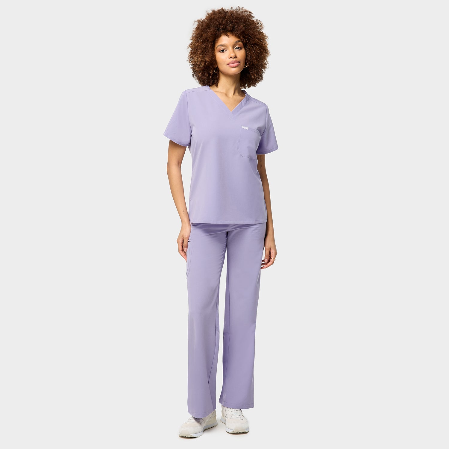 Spodnie medyczne damskie szerokie - SOFT LILAC