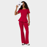 Spodnie medyczne damskie flare RED CHERRY