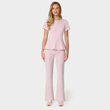 Bluza medyczna damska KIM w odcieniu Pastel Pink z krytym zamkiem na plecach i baskinką - Vena Uniformy