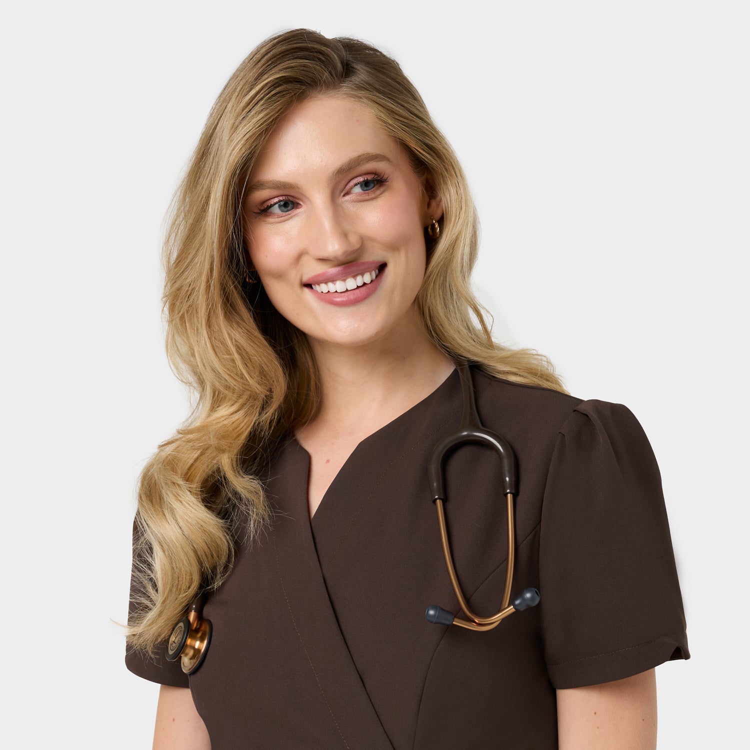 Fartuszek medyczny wiązany AMELIA - DARK CHOCOLATE