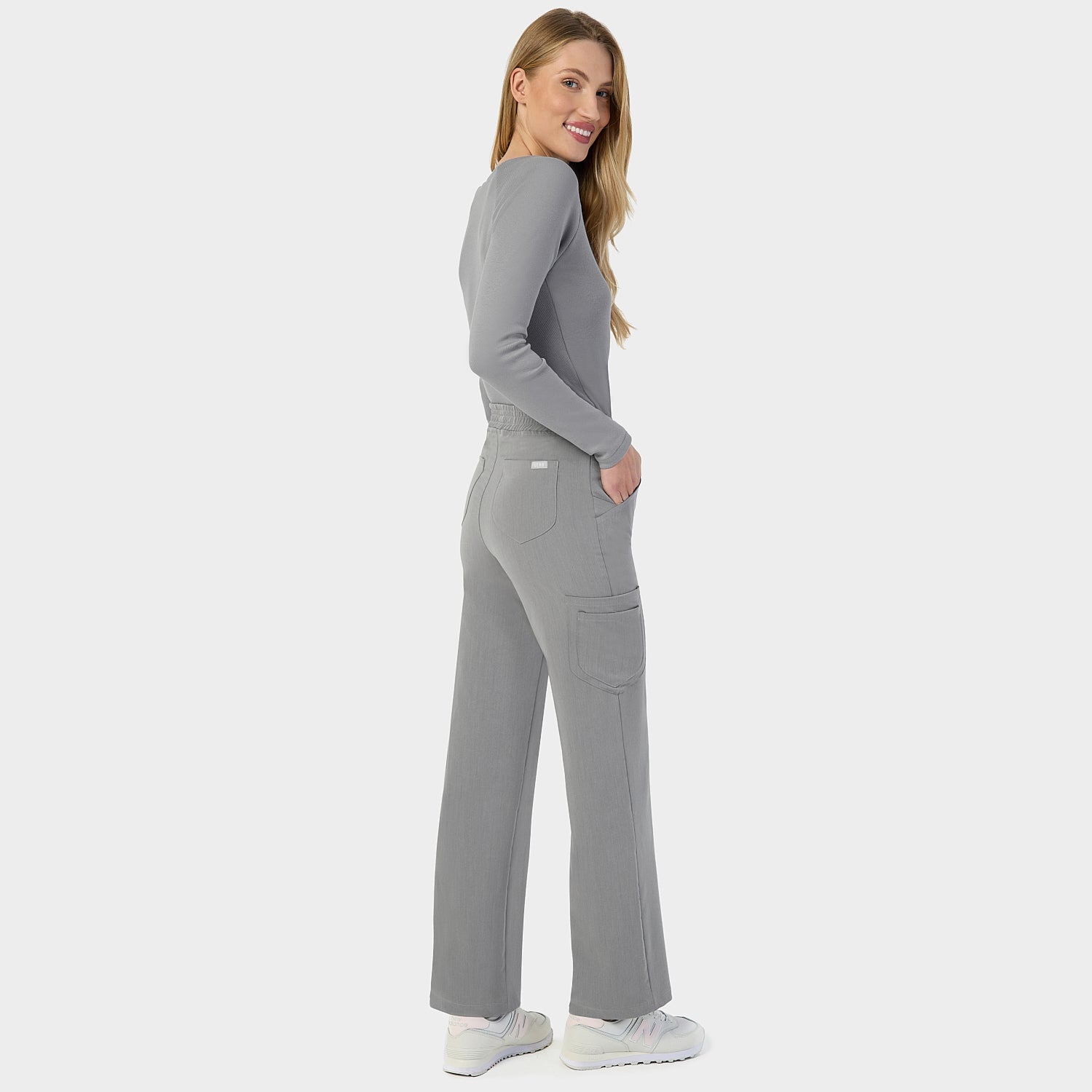 Spodnie medyczne damskie szerokie - MISTY GREY