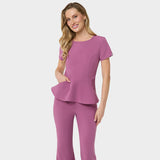 Damska bluza medyczna KIM z baskinką różowa