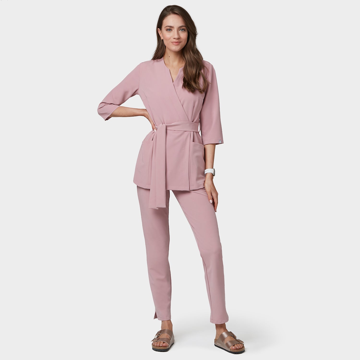 SOPHIA medical apron, 3/4 sleeves - BLOSSOM PINK 
