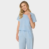 Spodnie medyczne Aura Baby Blue - kobiece, modne, do bluzy medycznej - Vena Uniformy