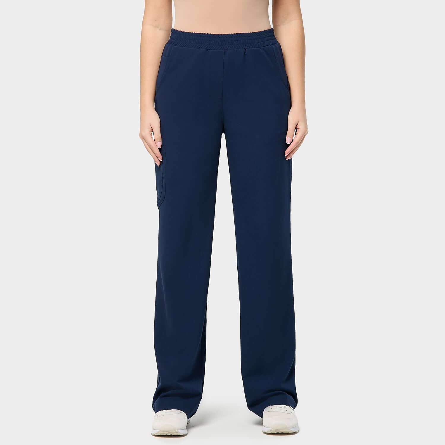 Spodnie medyczne damskie szerokie - NAVY