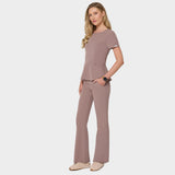 Bluza medyczna damska z baskinką KIM w kolorze LIGHT BROWN - kobieca, taliowana - Vena Uniformy
