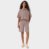 Bluza koszulowa Alice w odcieniu Light Brown - luźny oversize krój z wiskozy z elastanem, damska odzież medyczna Vena Uniformy